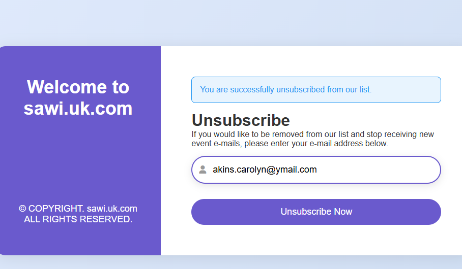 email address to unsubscribe to the pervert emails that works with that thing that runs around in the vagina